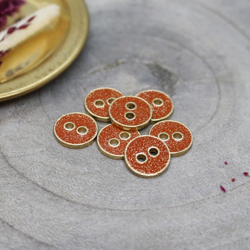 Gliterry metal sewing button - Atelier Brunette -  Joy Glitter 12 mm Tangerine x1