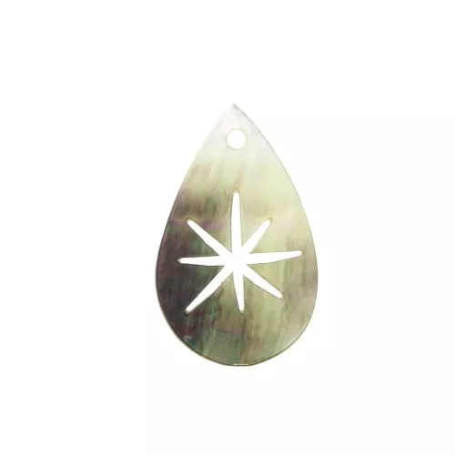Mother of pearl star drop pendant - 29x17 mm for DIY jewelry creation x2