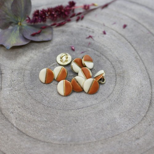 Round 2-tone metal button Atelier Brunette - Wink 9 mm Off-white/Chestnut x1