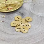 Round 2-hole mother-of-pearl button Atelier Brunette - Glossy 10 mm Mustard x1