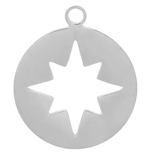 Sainless Steel star charm 14 mm for DIY jewelry creation x1