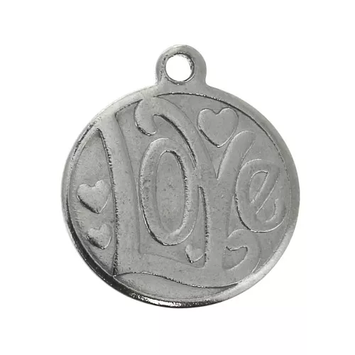 Sainless Steel Love charm 15x14 mm for DIY jewelry creation x1