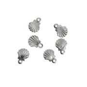 Mini shell charms 7.5x6 mm - 316L stainless steel x10