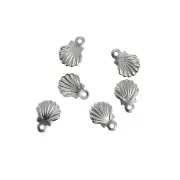 Mini shell charms 7.5x6 mm - 316L stainless steel x10