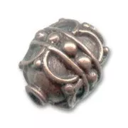 Metal decorated olive 15x12mm Antic Copper tone x1