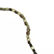 Mini-beads imitation hematite cubes 1.5 mm Golden x40 cm