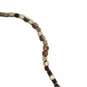 Mini-beads imitation hematite cubes 1.5 mm Light Copper x40 cm