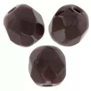 Fire Polished faceted round beads 4mm Opaque Cocoa Brown x50