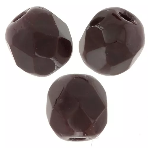 Fire Polished faceted round beads 4mm Opaque Cocoa Brown x50