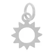 925 Sterling Silver sun charm with closed loop 10x8 mm x1