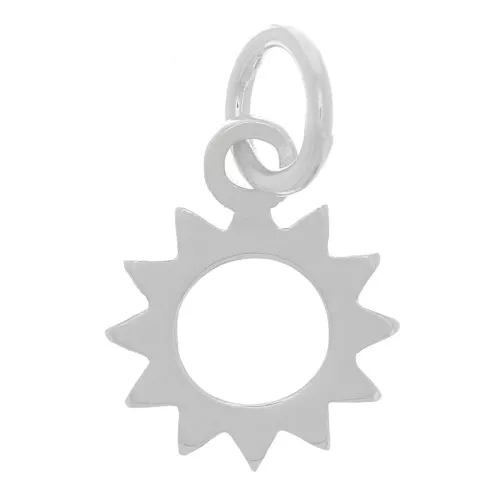 925 Sterling Silver sun charm with closed loop 10x8 mm x1