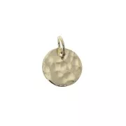 Hammered round charm 10 mm - Gold plated 3 microns x1