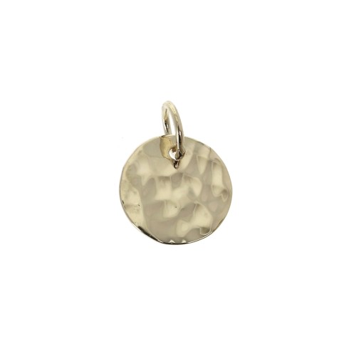 Hammered round charm 10 mm - Gold plated 3 microns x1