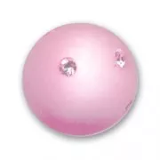 Round Polaris bead with rhinestones 12mm Light Rose x1
