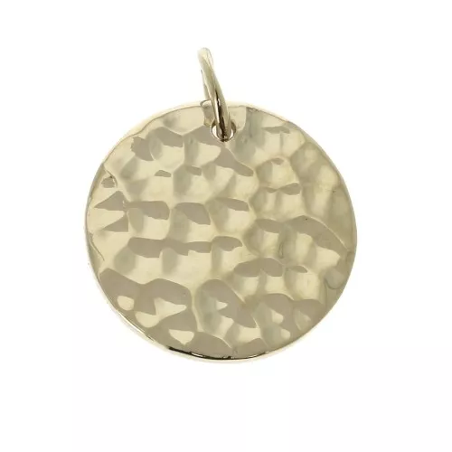 Hammered round charm 15 mm - Gold plated 3 microns x1