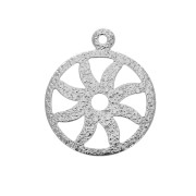 Sequin/charm with fine hammered effect - Wheel 18x15 mm - Silver Tone x4|raw }}
