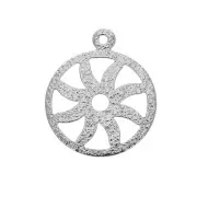 Sequin/charm with fine hammered effect - Wheel 18x15 mm - Silver Tone x4