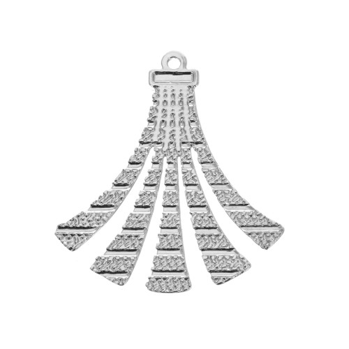 Textured brass pendant - Tassel - 22x19 mm - Silver Tone x2