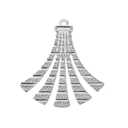 Textured brass pendant - Tassel - 22x19 mm - Silver Tone x2