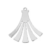 Textured brass pendant - Tassel - 22x19 mm - Silver Tone x2