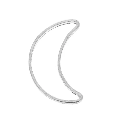 Moon pendant 15x9 mm for DIY jewelry creation - Silver Tone x10