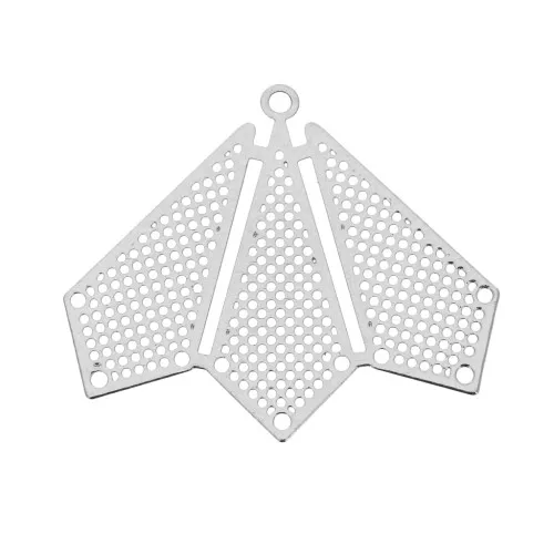 Pendant/spacer muti strand - Fan shape 22x26 mm - Silver Tone x1