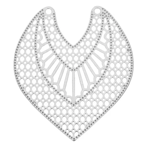 Pendant/spacer 2-hole 34x29 mm - Silver Tone x1