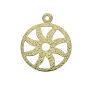 Sequin/charm with fine hammered effect - Wheel 18x15 mm - Gold Tone x4|raw }}