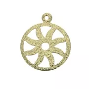 Sequin/charm with fine hammered effect - Wheel 18x15 mm - Gold Tone x4