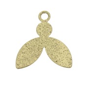 Sequin/charm with fine hammered effect - Leaf 15x14 mm - Gold Tone x4|raw }}