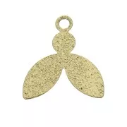 Sequin/charm with fine hammered effect - Leaf 15x14 mm - Gold Tone x4