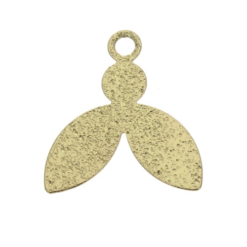 Sequin/charm with fine hammered effect - Leaf 15x14 mm - Gold Tone x4