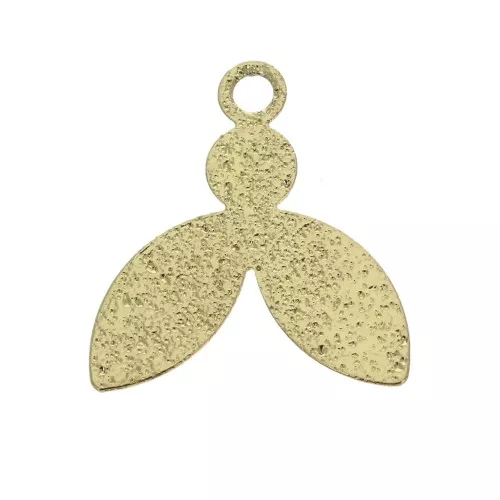 Sequin/charm with fine hammered effect - Leaf 15x14 mm - Gold Tone x4