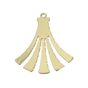 Textured brass pendant - Tassel - 22x19 mm - Gold Tone x2