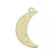 Hammered moon pendant 17x9 mm for DIY jewelry creation - Gold Tone x1