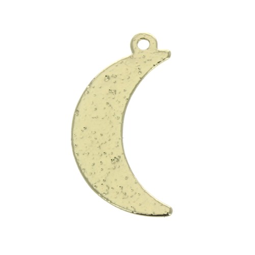 Hammered moon pendant 17x9 mm for DIY jewelry creation - Gold Tone x1