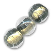Gold round bead 15mm Crystal/Jet x1