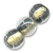 Gold round bead 15mm Crystal/Jet x1