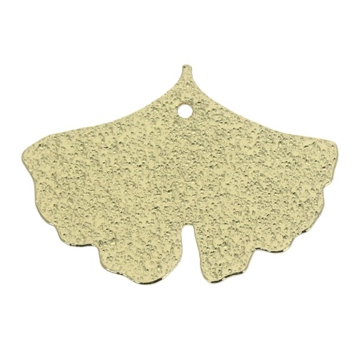 Sequin/charm with fine hammered effect - Ginkgo Leaf  15x20 mm - Gold Tone x2