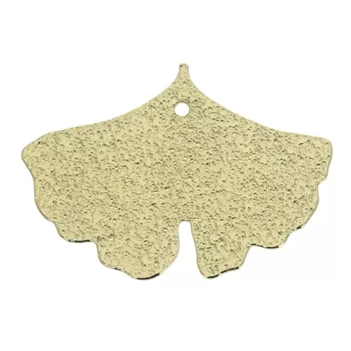 Sequin/charm with fine hammered effect - Ginkgo Leaf  15x20 mm - Gold Tone x2