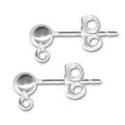 925 Sterling Silver 4mm ball earstuds x2|raw }}