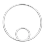 Double circle pendant 32 mm for DIY jewelry creation - Silver Tone x1