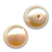 Semi-perforated cabochons 6 mm - Iridescent Peach freshwater pearls x2