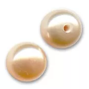 Semi-perforated cabochons 6 mm - Iridescent Peach freshwater pearls x2