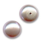Semi-perforated cabochons 6 mm - Iridescent Mauve freshwater pearls x2|raw }}