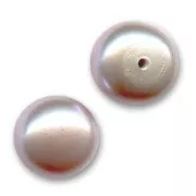 Semi-perforated cabochons 6 mm - Iridescent Mauve freshwater pearls x2