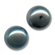 Semi-perforated cabochons 6 mm - Dark Grey Irisé freshwater pearls x2