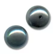 Semi-perforated cabochons 6 mm - Dark Grey Irisé freshwater pearls x2