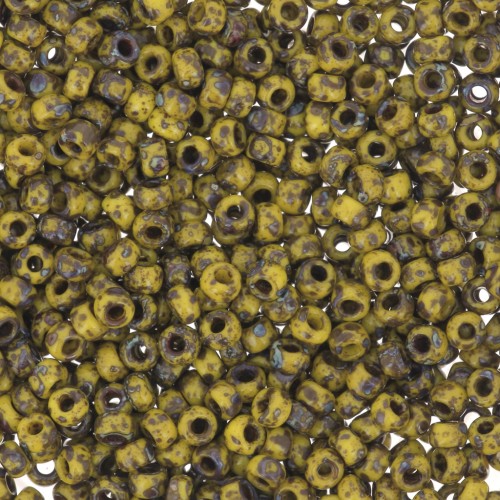 Miyuki Seed beads 11/0 4519 - Opaque Dark Yellow Picasso x8g