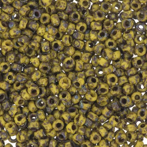 Miyuki Seed beads 11/0 4519 - Opaque Dark Yellow Picasso x8g